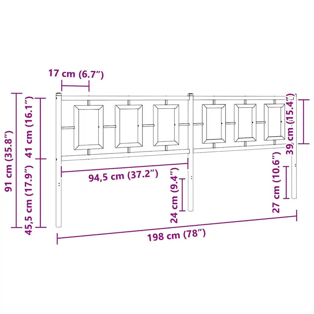 Testiera in Metallo-Testiera in Ferro-Testata Nero 193 cm 715385