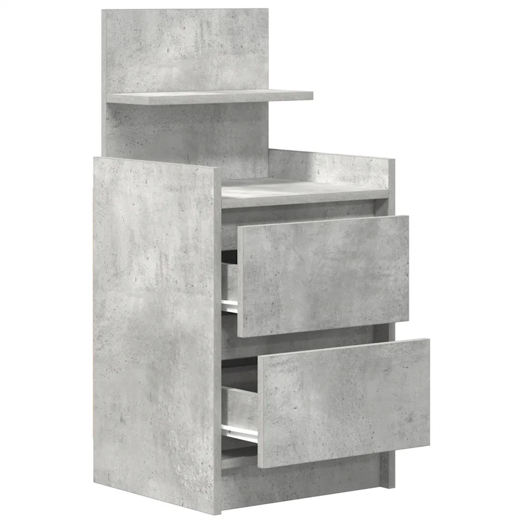 vidaXL Comodini con 2 Cassetti 2 pz Grigio Cemento 38x34x80 cm