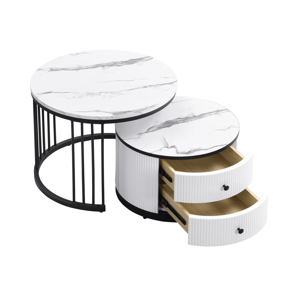 TAVOLINO DA CAFFÈ Set 2 pezzi 60x60x45,5 cm e 50x50x32 cm Bianco MDF
