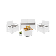 Salottino Outdoor Triulzi, set Salotto da Esterno 4 Posti Made in Italy, Bianco