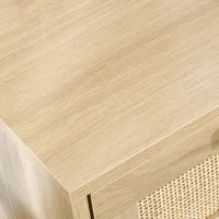 Comodino per Camera da Letto con 2 Cassetti in Stile Boho, 40x40x56cm, Colore Legno Naturale