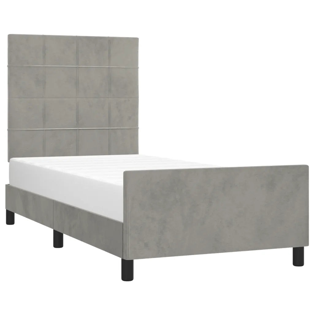 Giroletto con Testiera Grigio Chiaro 90x190 cm in Velluto cod mxl 57593