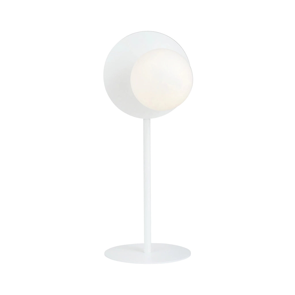 Lampada Da Tavolo Contemporanea Ippolita 1 Luce In Acciaio Bianco E Vetro Opalino