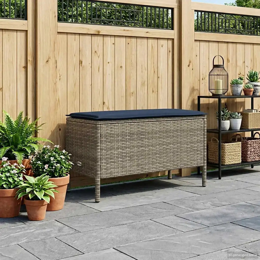 Sedia da giardino-Poggiapiedi da Giardino Grigio e Blu Navy 80 x 38 x 42 cm