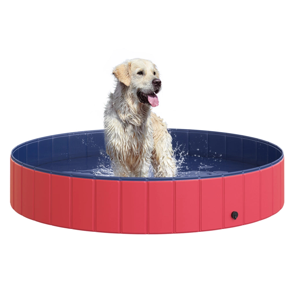 Vasca da bagno per cani e gatti pieghevole ¨C zephmum ¨C plastica e legno rosso ?160x30 cm
