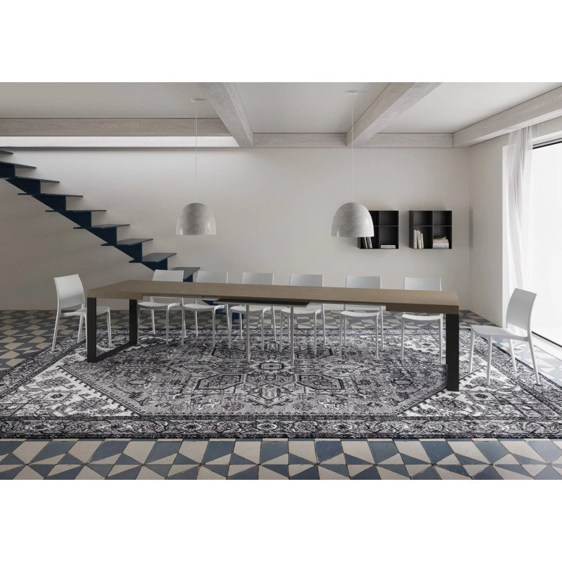 Tavolo allungabile 120/380x90 cm Tecno telaio Antracite - Tortora