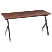 Scrivania da ufficio pieghevole con struttura in metallo marrone scuro e nero piano in MFC 160 x 60 cm portatile con rotelle design moderno