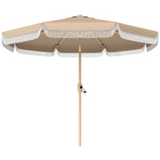 Ombrellone da Giardino con Tenda a Frange e Manovella ¨C zephmum ¨C Beige ?266x238 cm