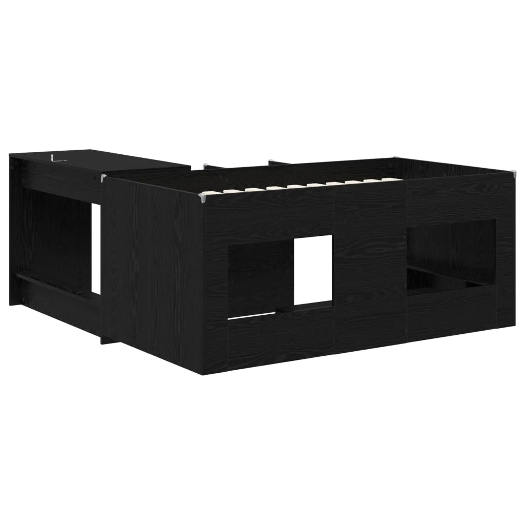 Letto alto per bambini con scrivania 2 pz Rovere Nero 3423463