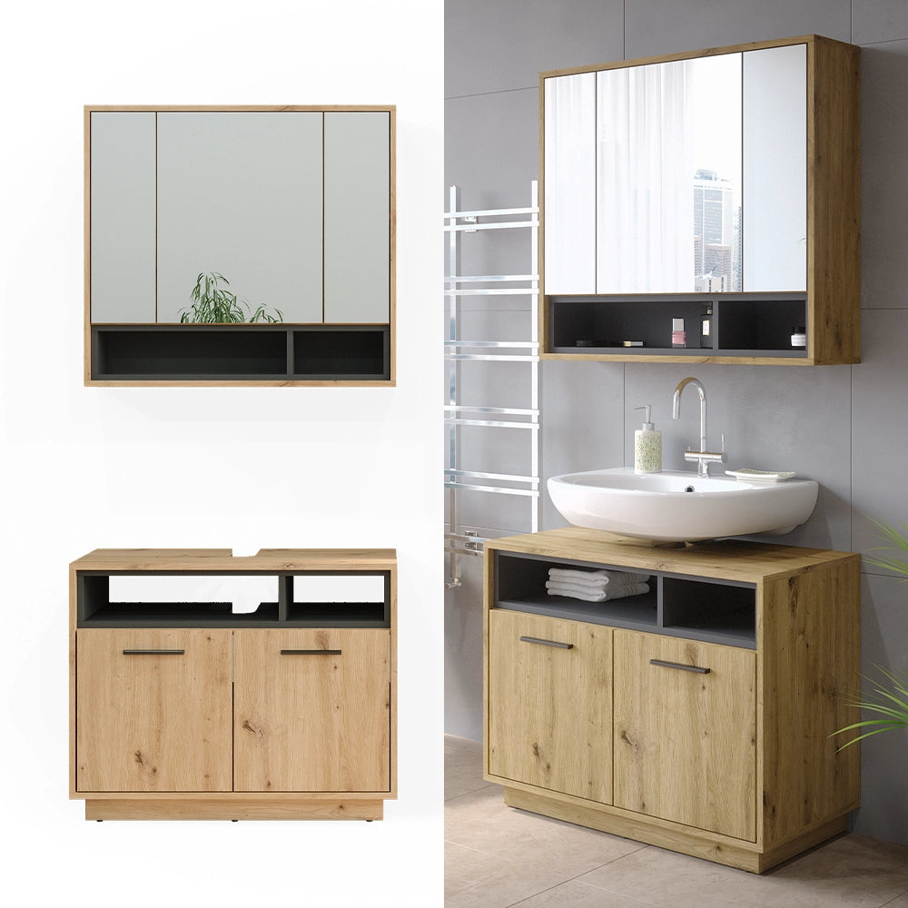 Vicco Set di mobili da bagno Rovere artigianale 2 parti