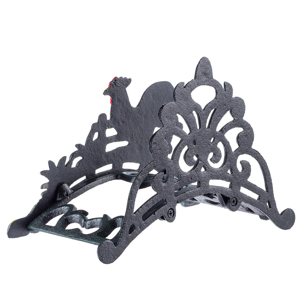 Supporto da parete per tubo da giardino KADAX, in ghisa, robusto, decorativo, con gallo