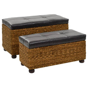 Set di 2 panche in giacinto d'acqua 85 x 40 x 45 cm marrone 02_0010731