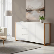 Credenza New Denver3 con 3 cassetti e 3 ante bianco e rovere 160x40x88H