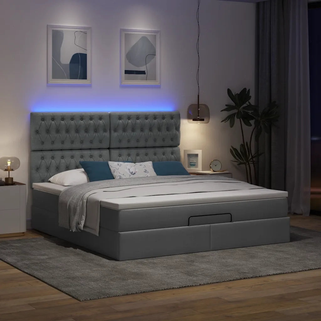 Struttura Letto Pouf con Materasso 160x200 cm in Tessuto 3314101
