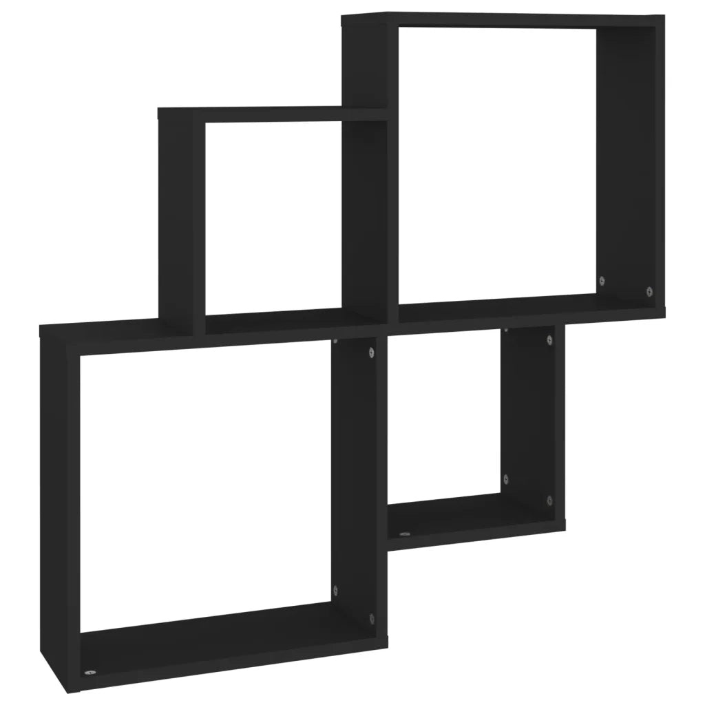 Mensola da Parete a Cubo Nera 80x15x78,5 cm Legno Multistrato 807260