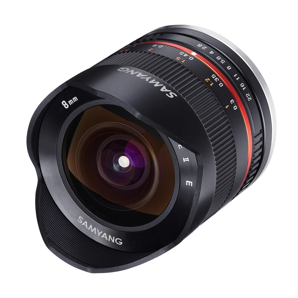 Obiettivo fisheye MF 8 mm II, compatibile con Fuji X, Lente fish eye grandangolare con angolo di campo di 180°, per sensore APS-C