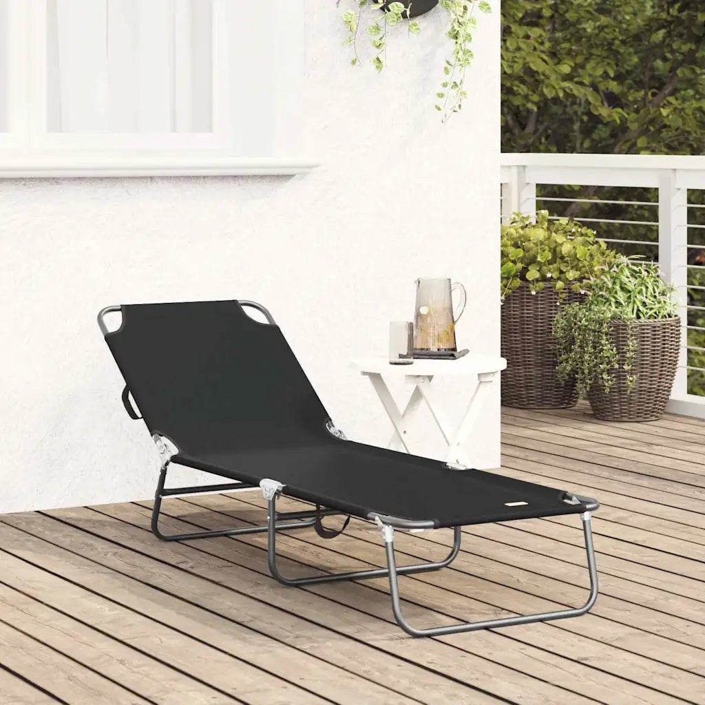 Lettino Prendisole | Sdraio da giardino | Lettino da sole pieghevole Nero 188 x 57 x 86,5 cm