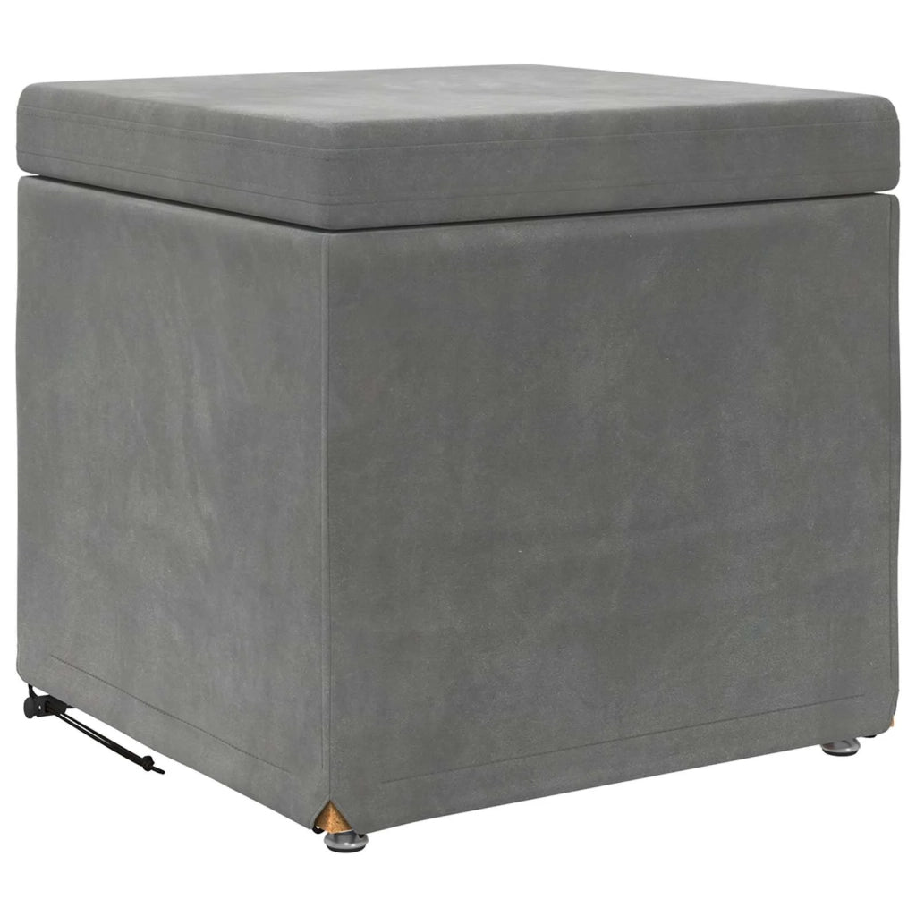 Pouf Grigio scuro Velluto e Legno Ingegnerizzato