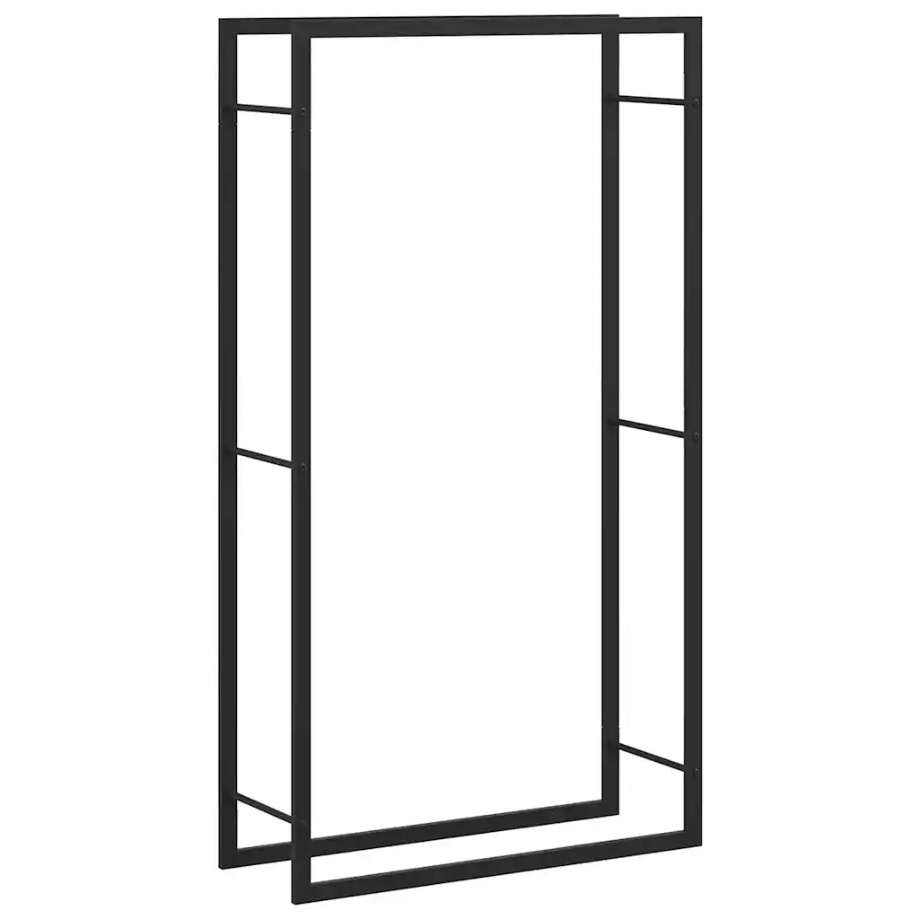 Portalegna Nero Opaco 80x28x154 cm in Acciaio