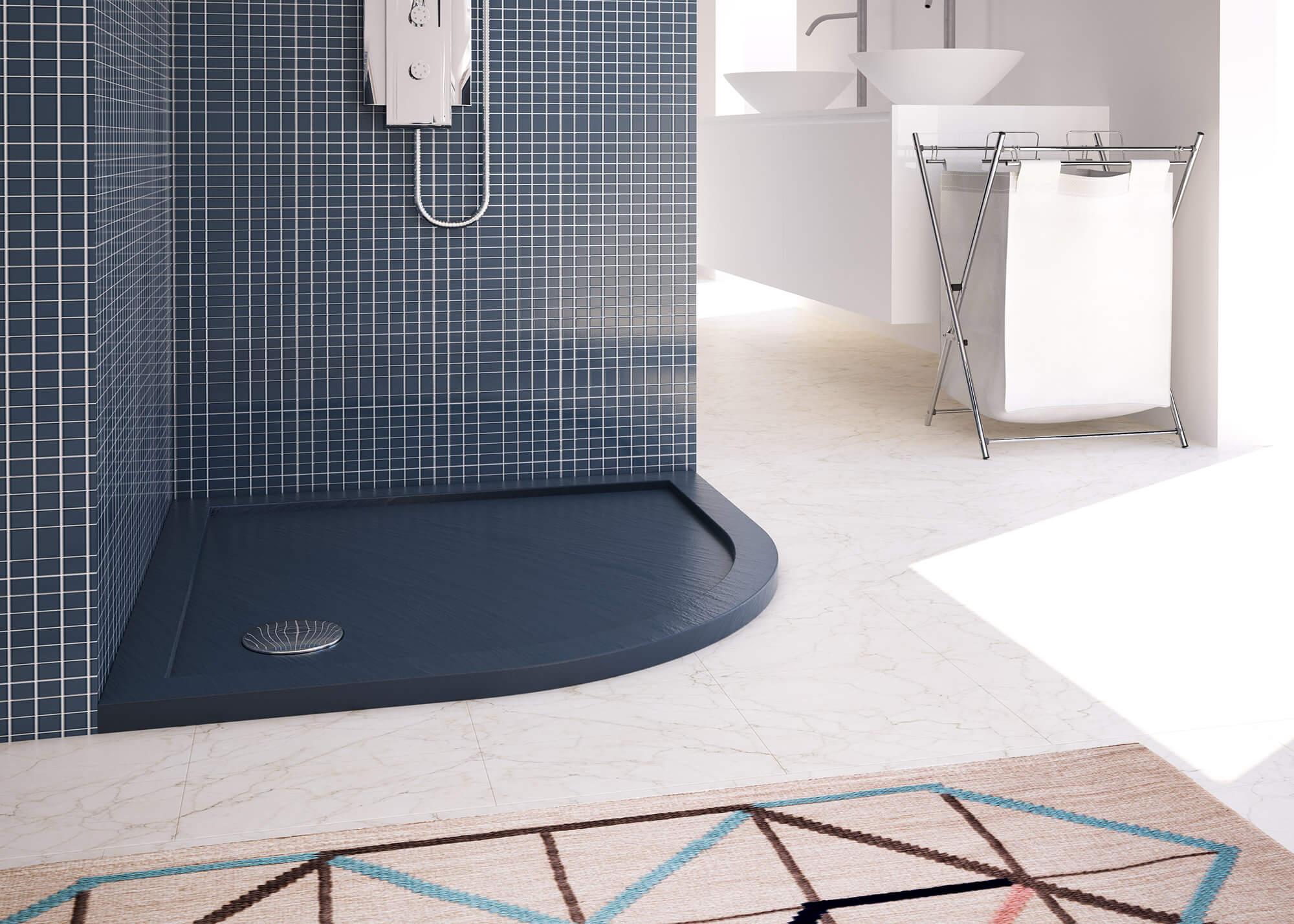 Piatto Doccia Semicircolare in Acrilico Fosterberg Floret 4 Antracite 80x80 cm