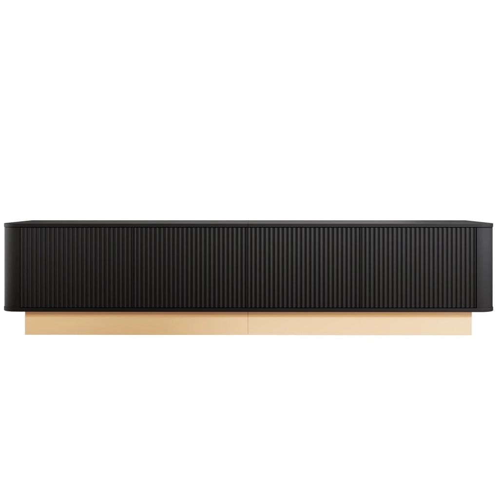 Mobile TV 200x40x47,5 cm a 4 ante in MDF nero con ripiani regolabili