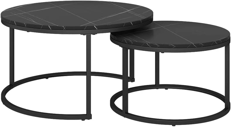 Set di tavolini Montreal, Nero lucido, 77 x 77 cm 2 parti, salvaspazio, pieghevole e combinabile in modo versatile