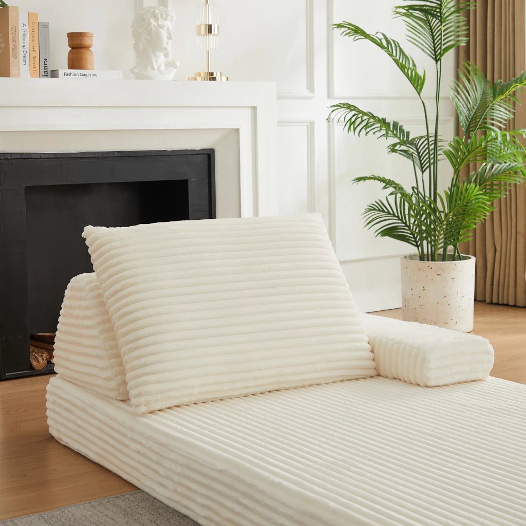 DIVANO Modulare 211 cm in velluto a coste Beige