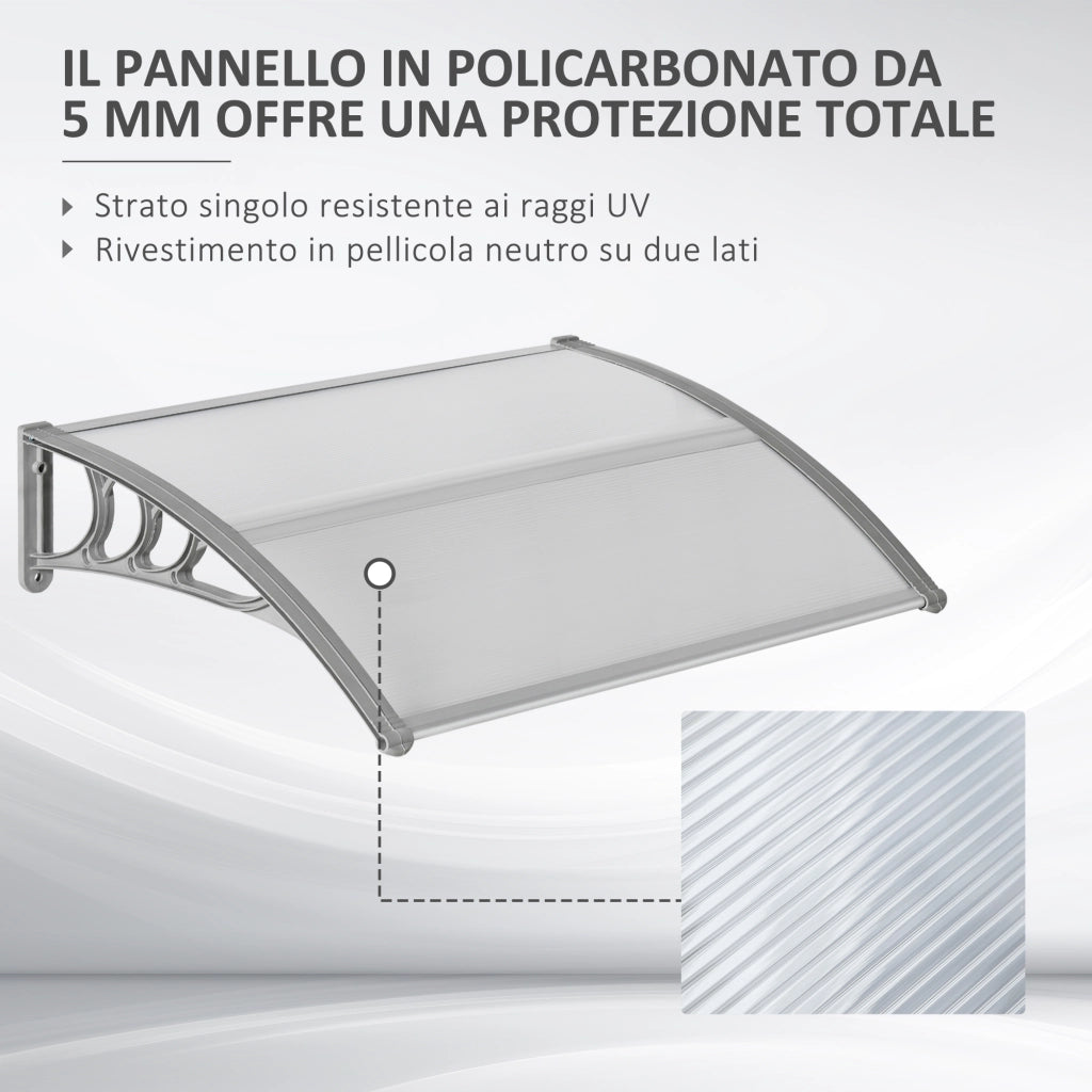 EasyComfort Tettoia in Policarbonato Anti-UV da Esterno per Porte e Finestre da 100x80 cm