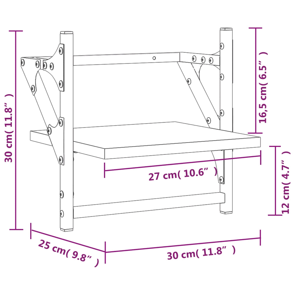 Mensole a Parete con Aste 2pz Rovere Sonoma 30x25x30 cm 836234