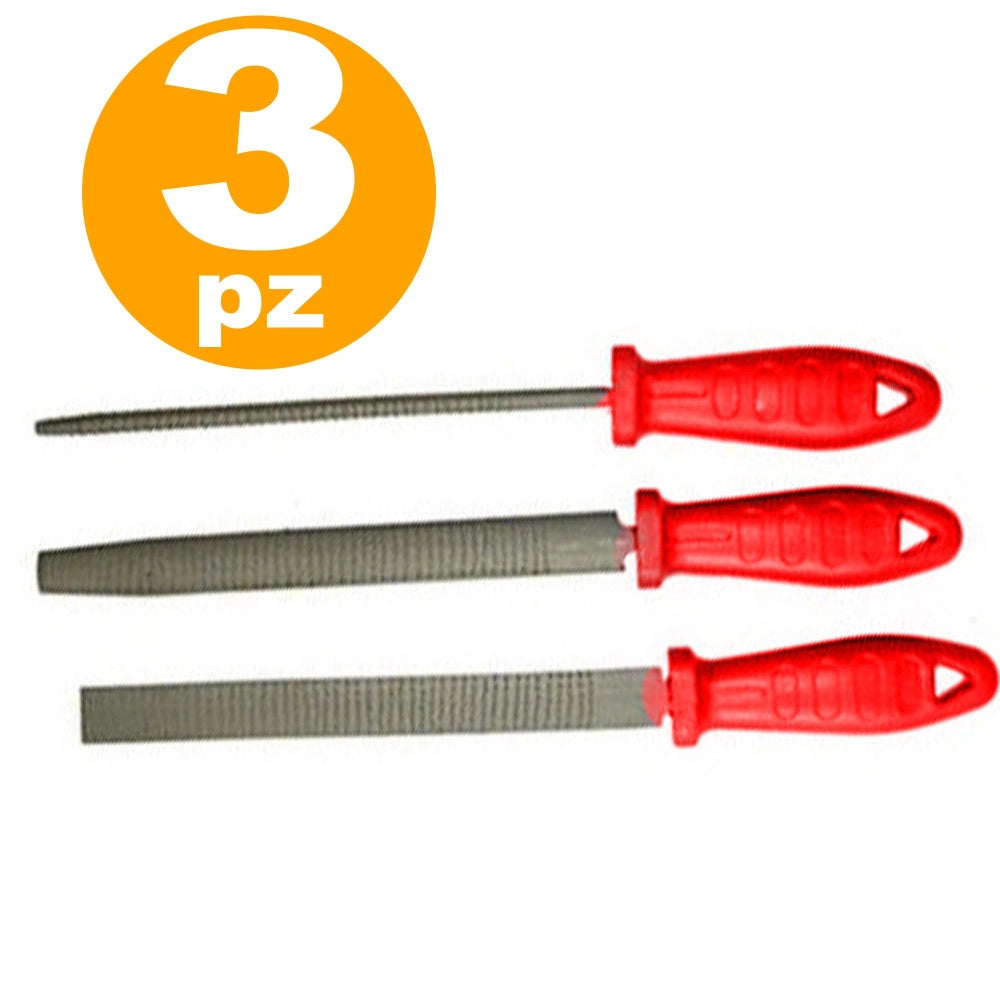 Trade Shop - Set Lime E Raspe Lima Raspa Per Metallo Ferro Legno 3pezzi 200mm Limatura -