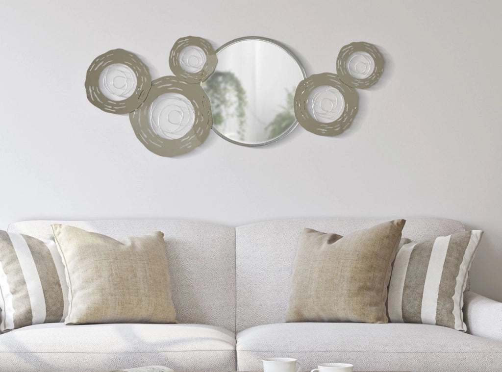 Pannello da Muro Hop con Specchio 106x3,8x48 cm in Ferro e MDF e Specchio Argento
