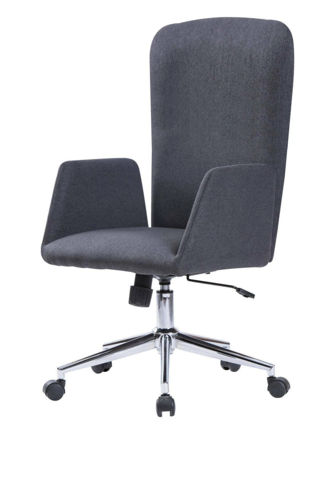 Sedia da ufficio Petrarca, Poltrona presidenziale con braccioli, Sedia ergonomica direzionale da ufficio, 55x56h98/105 cm, Grigio