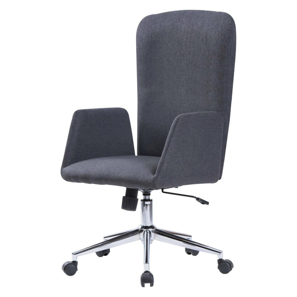 Sedia da ufficio Petrarca, Poltrona presidenziale con braccioli, Sedia ergonomica direzionale da ufficio, 55x56h98/105 cm, Grigio