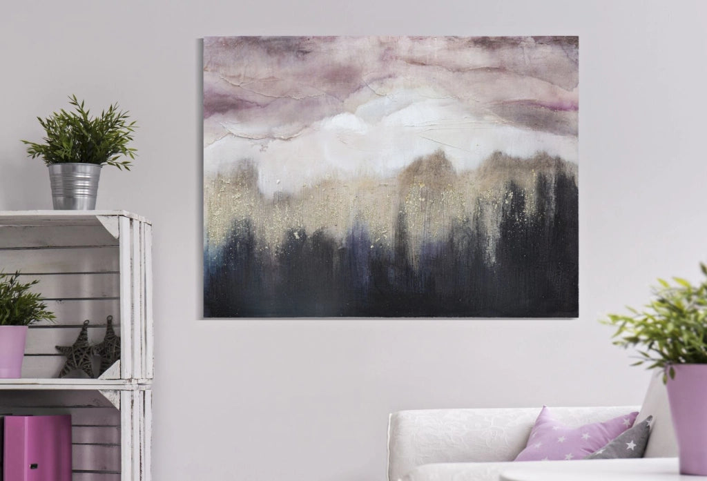Dipinto su Tela Pink Mountain 80x2,7x60 cm in Legno di Pino e Canvas Multicolor