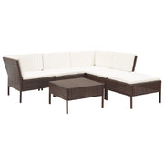 Set Divani da Giardino 6 pz con Cuscini in Polyrattan Marrone cod mxl 43226