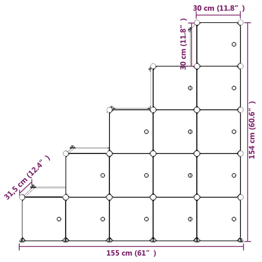 Scaffale Portaoggetti per Bambini con 15 Cubi Blu in PP CFW9691712