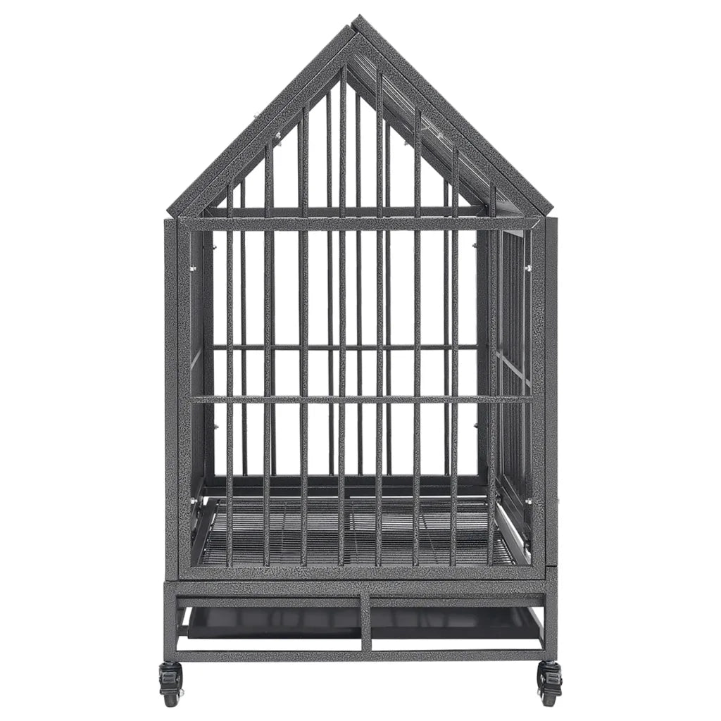 Gabbia per Cani con Ruote in Acciaio e Tetto 92x62x106 cm 171493