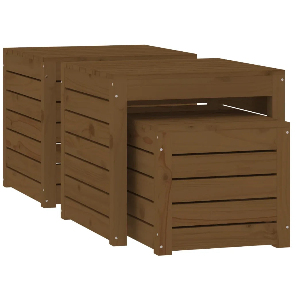 Set Cassette da Giardino 3 pz Ambra in Legno Massello di Pino