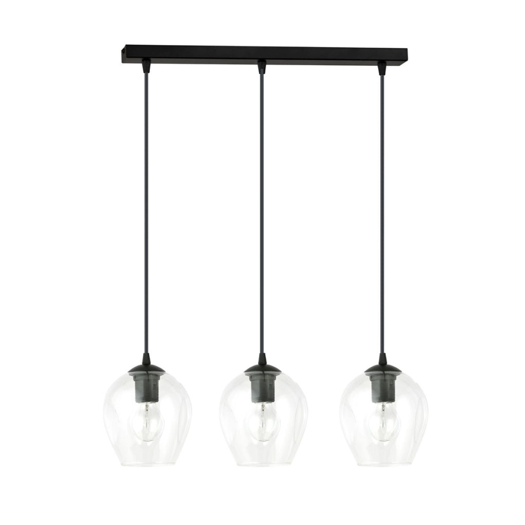 Lampada a sospensione ISTAR in acciaio nero e vetro trasparente