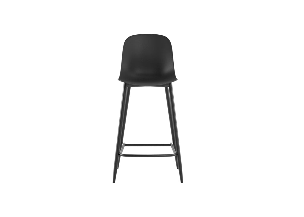 Sgabello Frida in Polipropilene Nero con Gambe in Metallo, Design Scandinavo, Seduta Ergonomica per Cucina e Living - Om/Frida