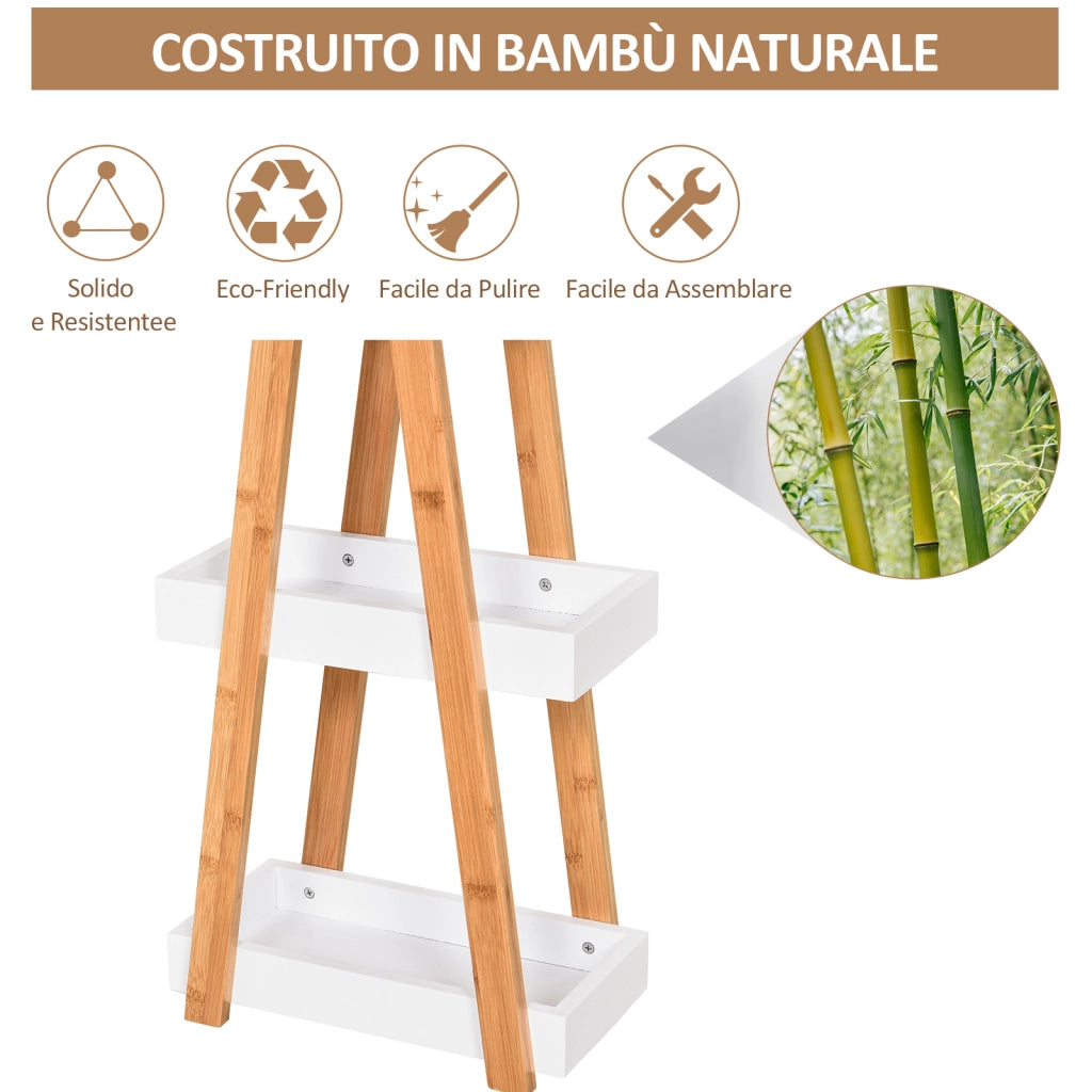 Kleankin Scaffale Bagno 3 Ripiani in MDF e Bamb¨´, 30x18x81cm, Colore Legno e Grigio