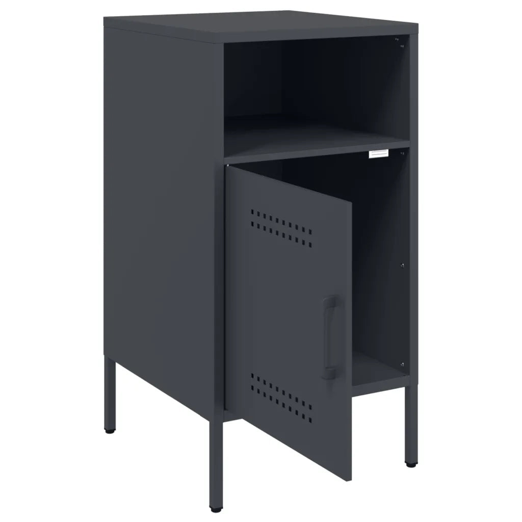 Set di 2 vComodini | Armadio da Notte | Mobiletto da notte Antracite 36x39x68 cm in Acciaio