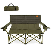 Sedia da campeggio per 2 persone con braccioli regolabili, Sedia da esterno portatile carico massimo 272 kg Verde