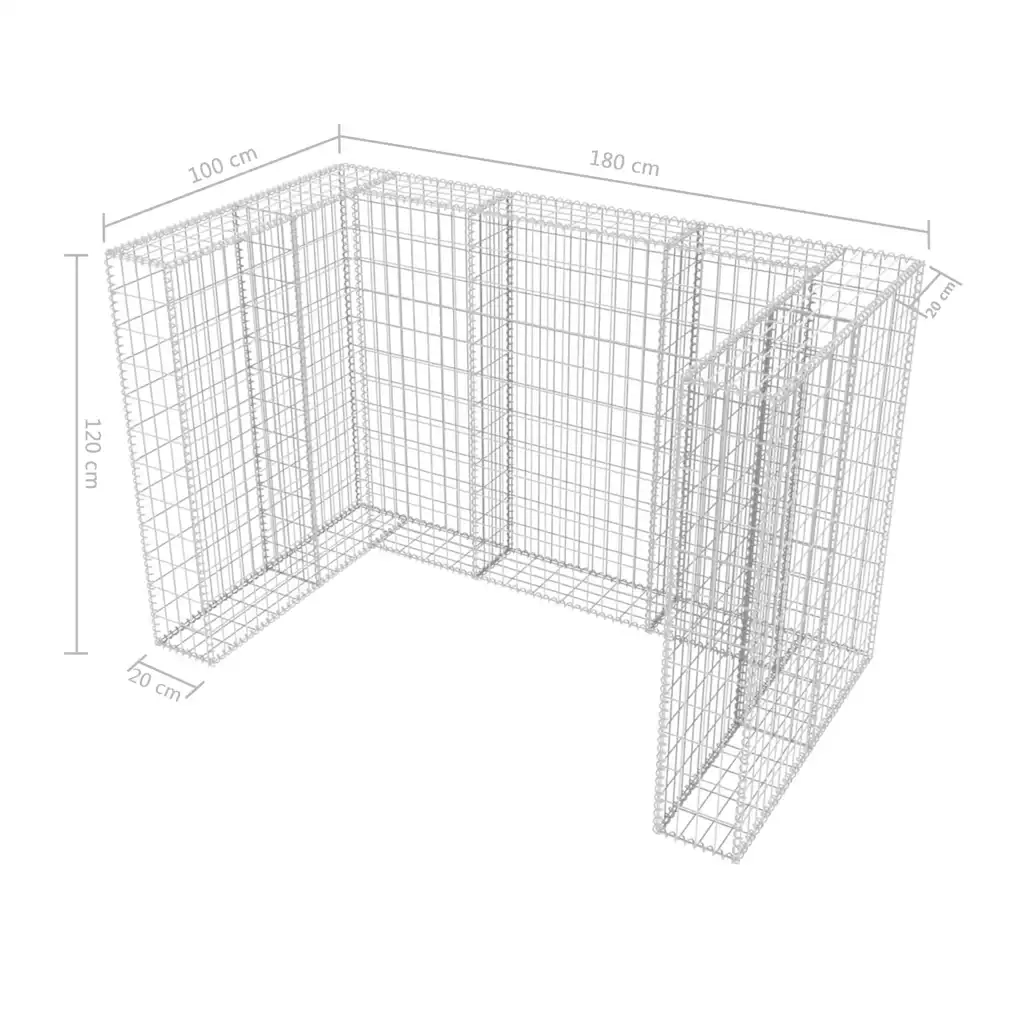 Gabbione in Rete in Acciaio per 2 Cassonetti 180x100x120 cm 142559