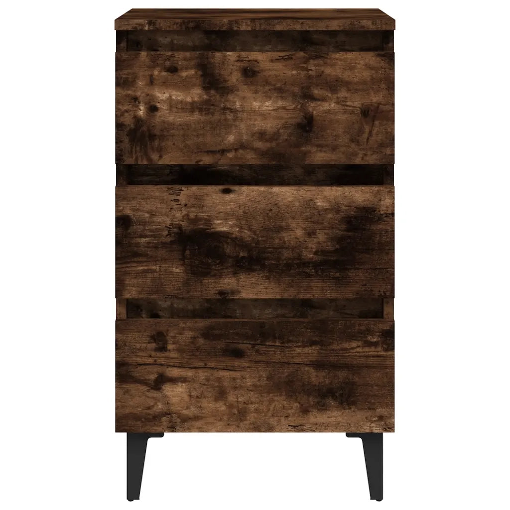 Comodino con Gambe in Metallo Rovere Fumo 40x35x69 cm cod mxl 48964