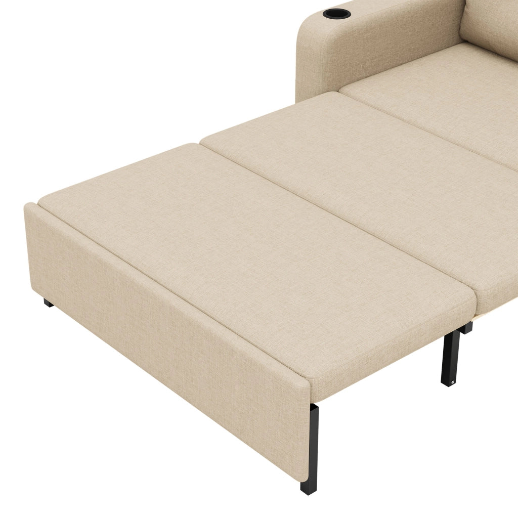 Divano letto 2 posti - con funzione relax e USB - con portabicchieri e tasche - beige