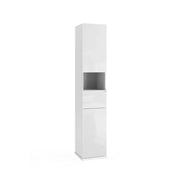 Colonna da bagno girevole con specchio, 2 porte, collezione ISORA. Colore bianco lucido.