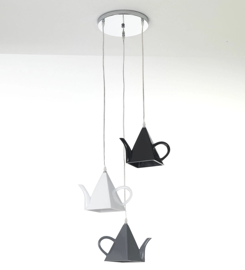Lampadario in resina nero, bianco e grigio cm.13x13 H18
