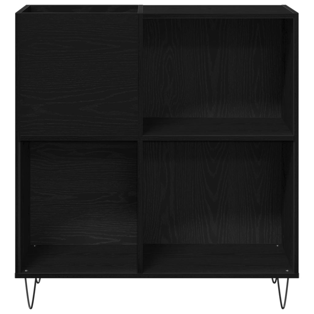 Mobile per dischi Rovere Nero 84.5x38x90 cm Legno ingegnerizzato
