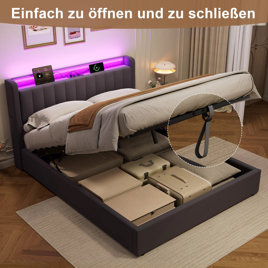Letto contenitore 160x200 cm, colore grigio